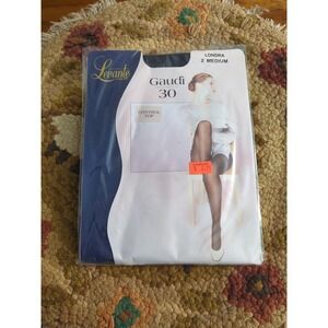 New Levante Gaudi 30 Control Top Pantyhose Size 2 Medium Londra Black Made Italy